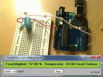 Arduiono Board mit dem Temperatursensor HT