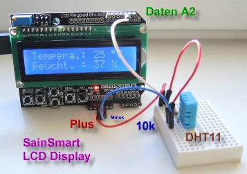 SainSmart LCD Display auf dem Arduino mit DHT11